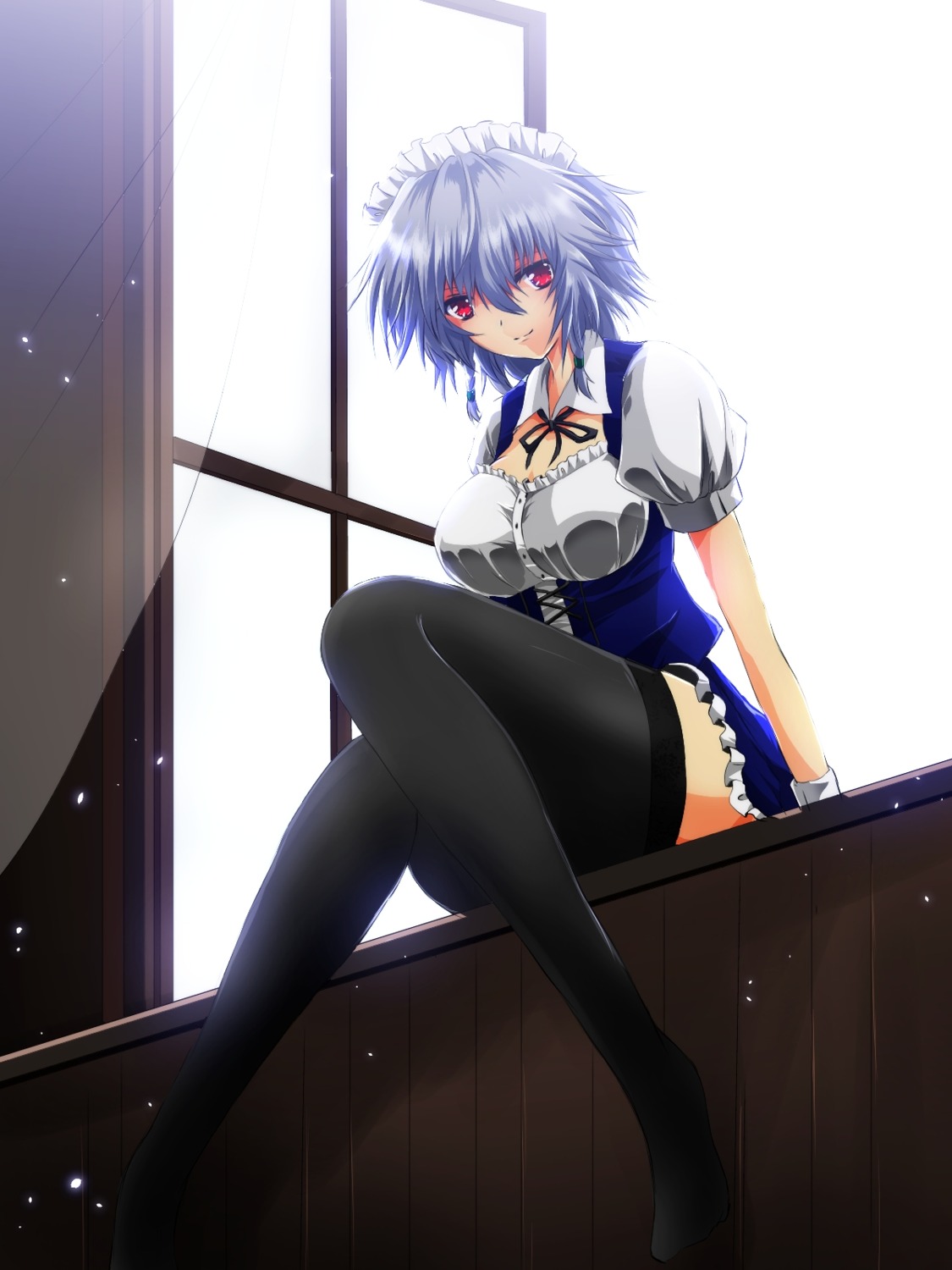 izayoi_sakuya, maid, nekominase, stockings, thighhighs, touhou