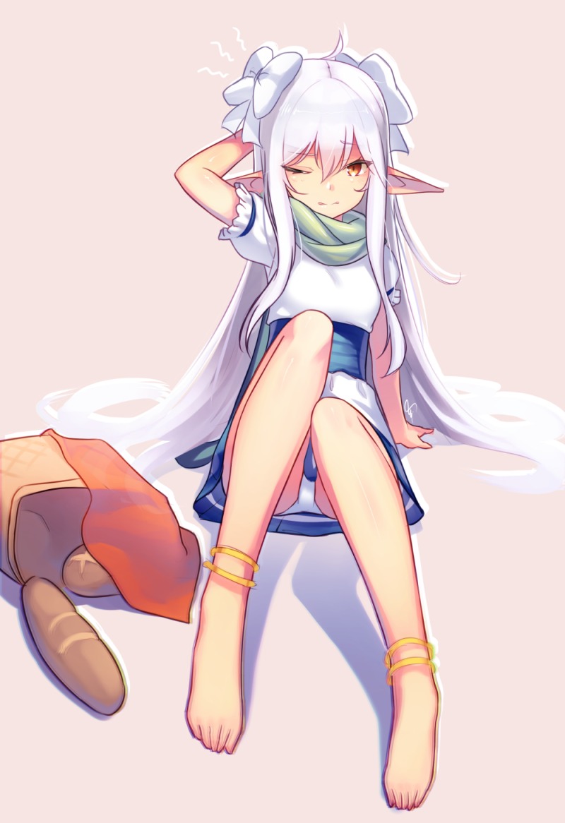 dev, dress, feet, pantsu, pointy_ears