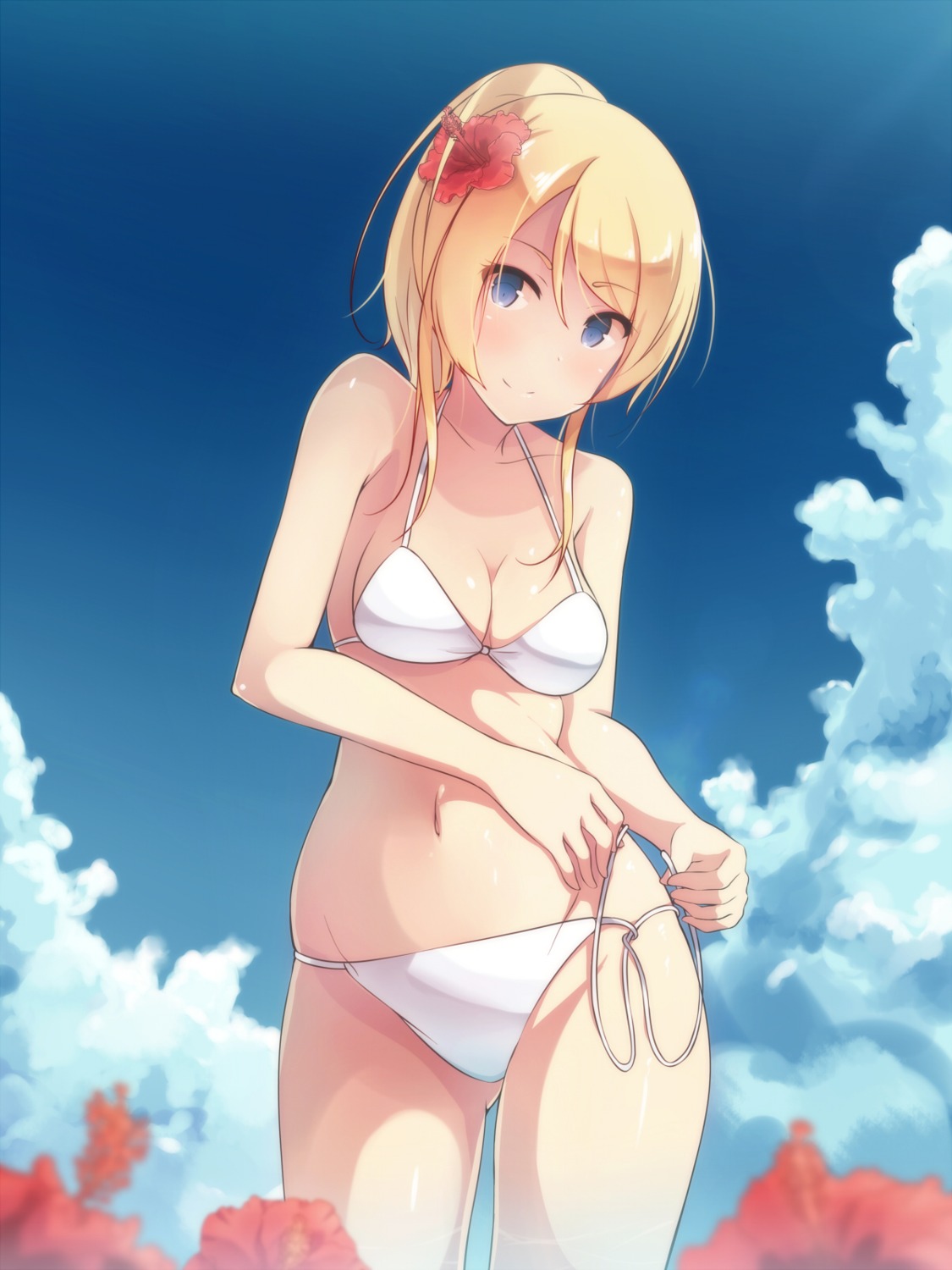 ayase_eli, bikini, cleavage, hiiragi_hazime, love_live!, love_live!_(series), swimsuits, undressing