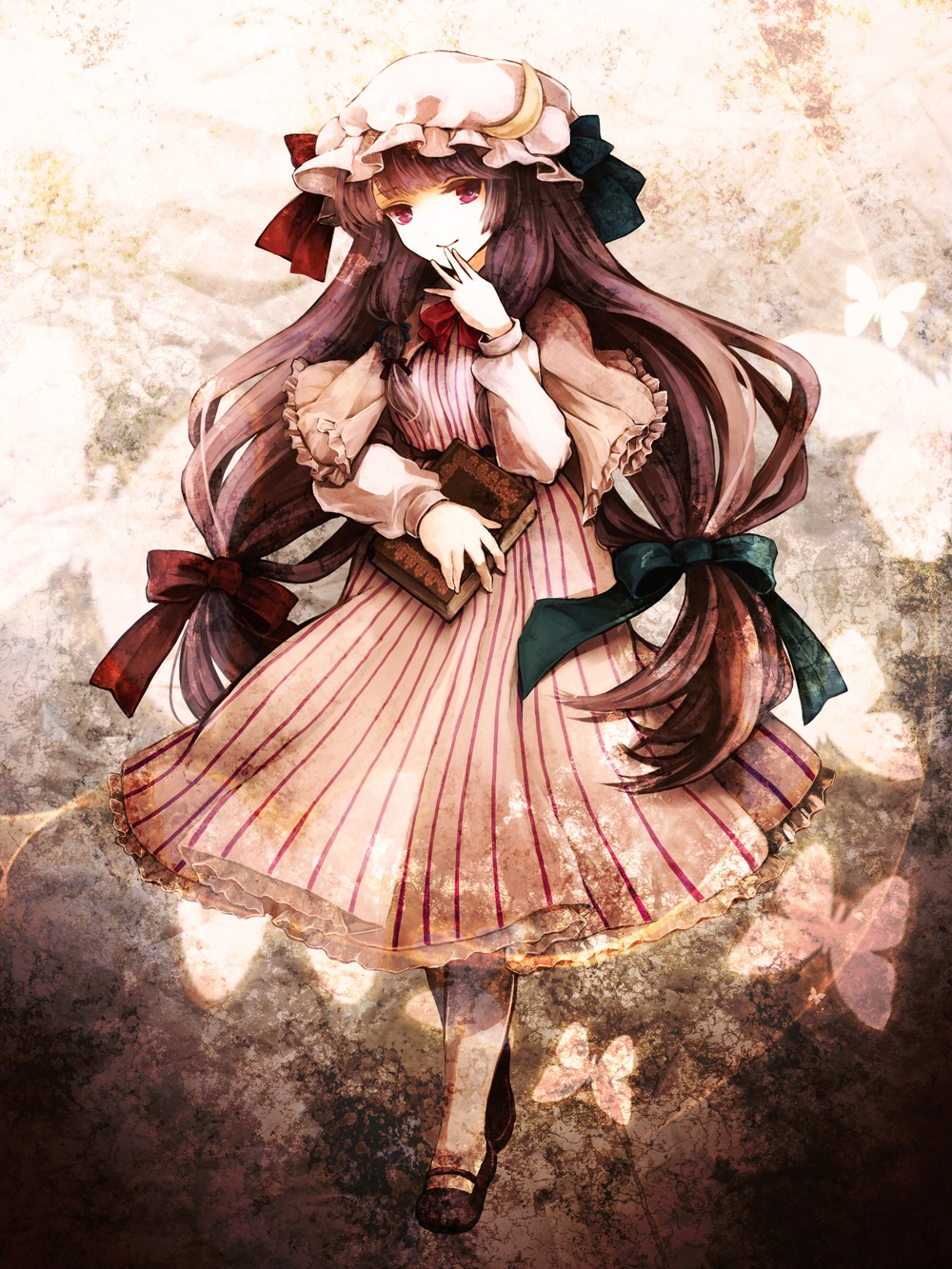 awa_toka, dress, pantyhose, patchouli_knowledge, touhou