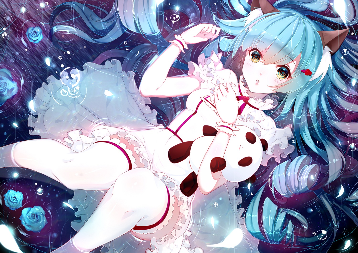 animal_ears, dress, phino, thighhighs