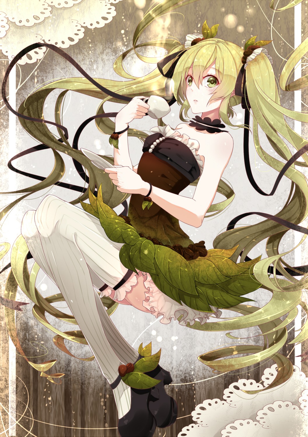 dress, hatsune_miku, heels, phino, thighhighs, vocaloid