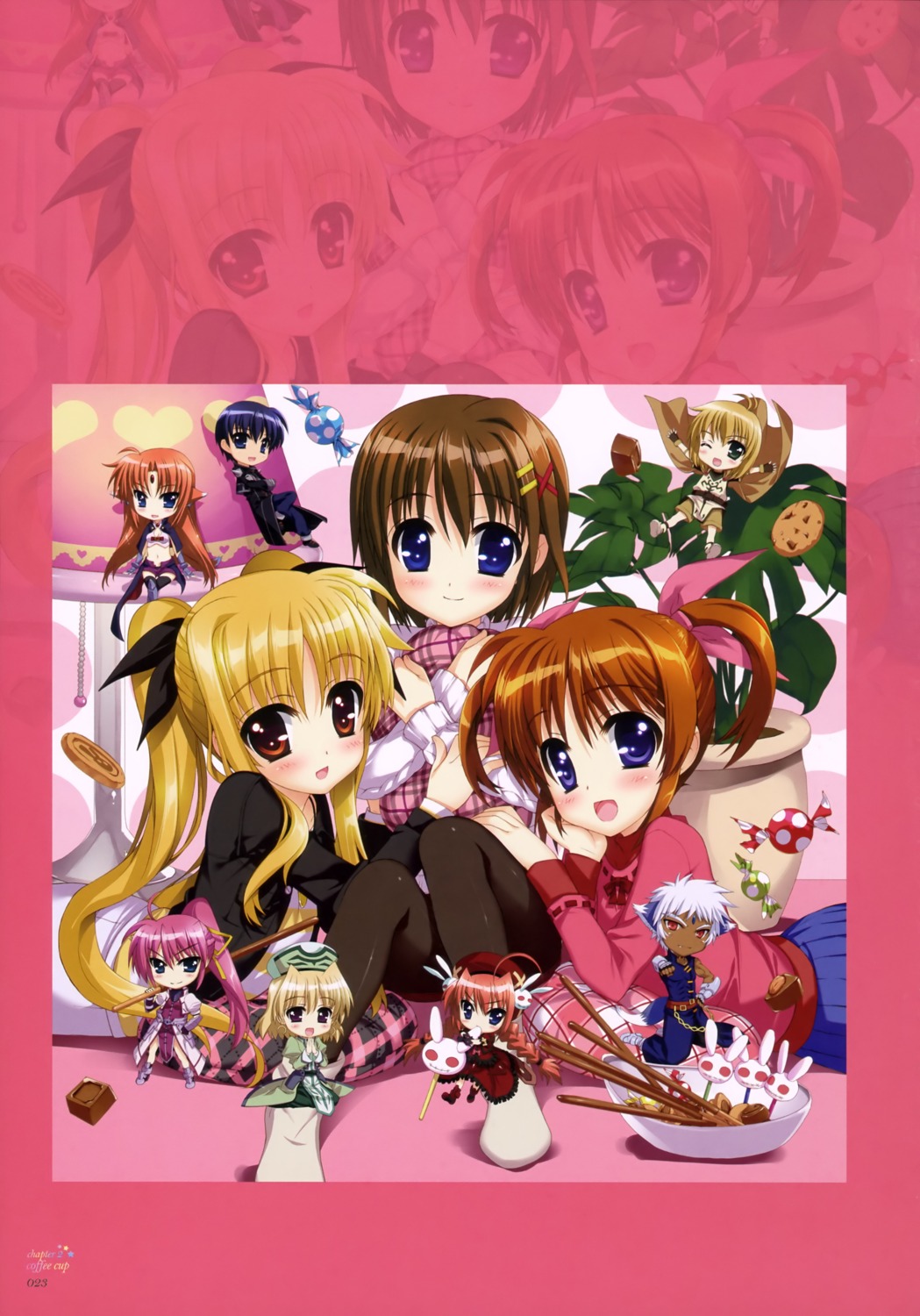 animal_ears, arf, chibi, chrono_harlaown, dress, fate_testarossa, fujima_takuya, mahou_shoujo_lyrical_nanoha