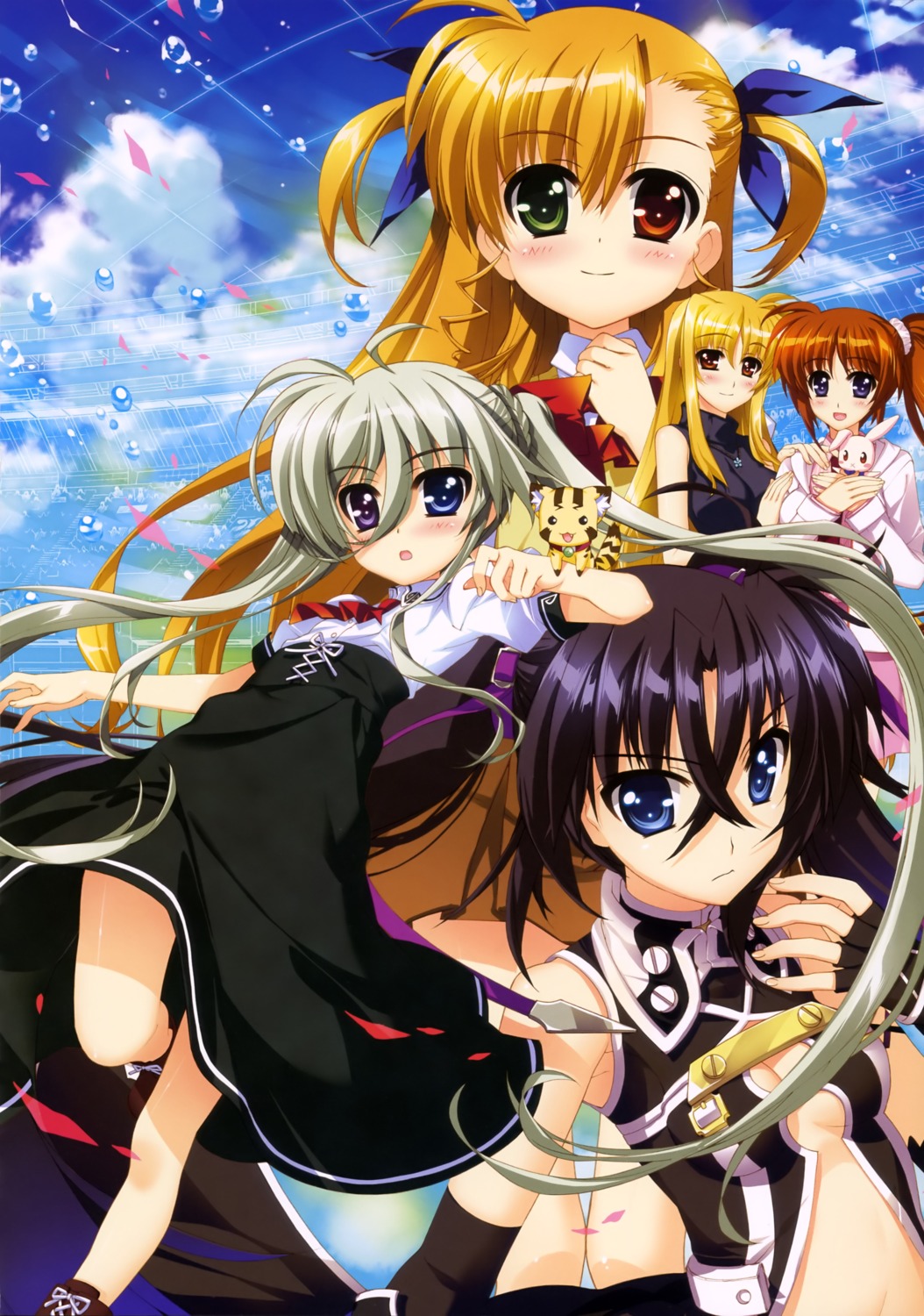 asteion, cleavage, dress, einhart_stratos, fate_testarossa, fujima_takuya, heterochromia, mahou_shoujo_lyrical_nanoha
