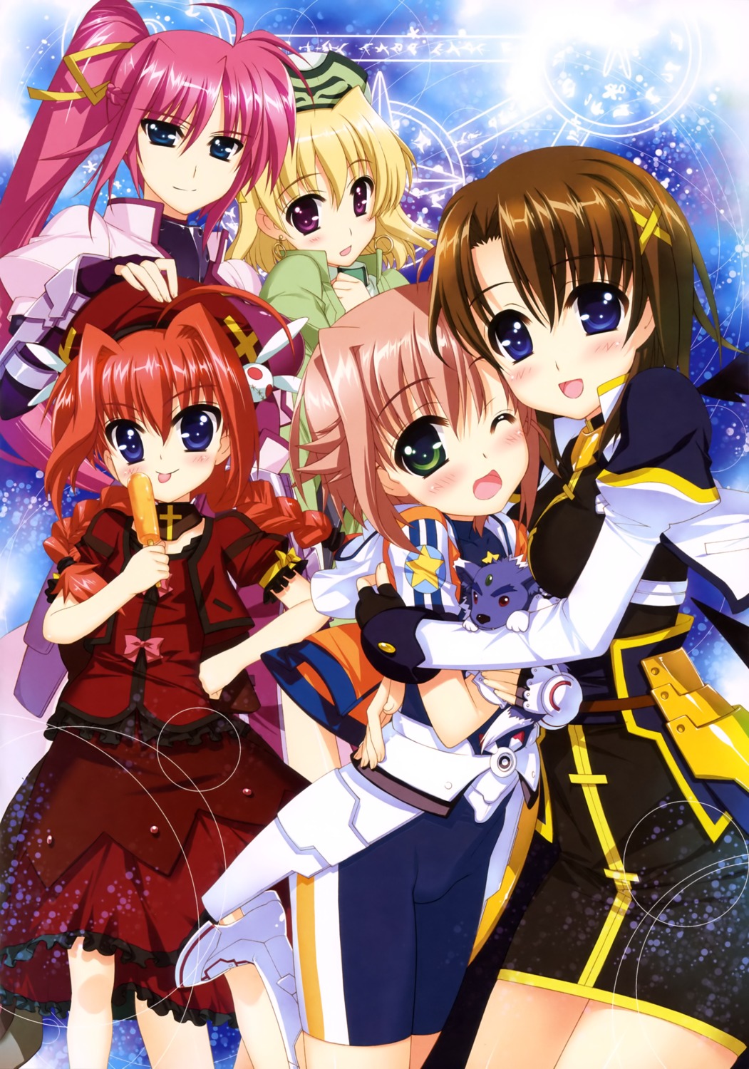 armor, bike_shorts, dress, fujima_takuya, mahou_shoujo_lyrical_nanoha, mahou_shoujo_lyrical_nanoha_vivid, miura_rinaldi, shamal