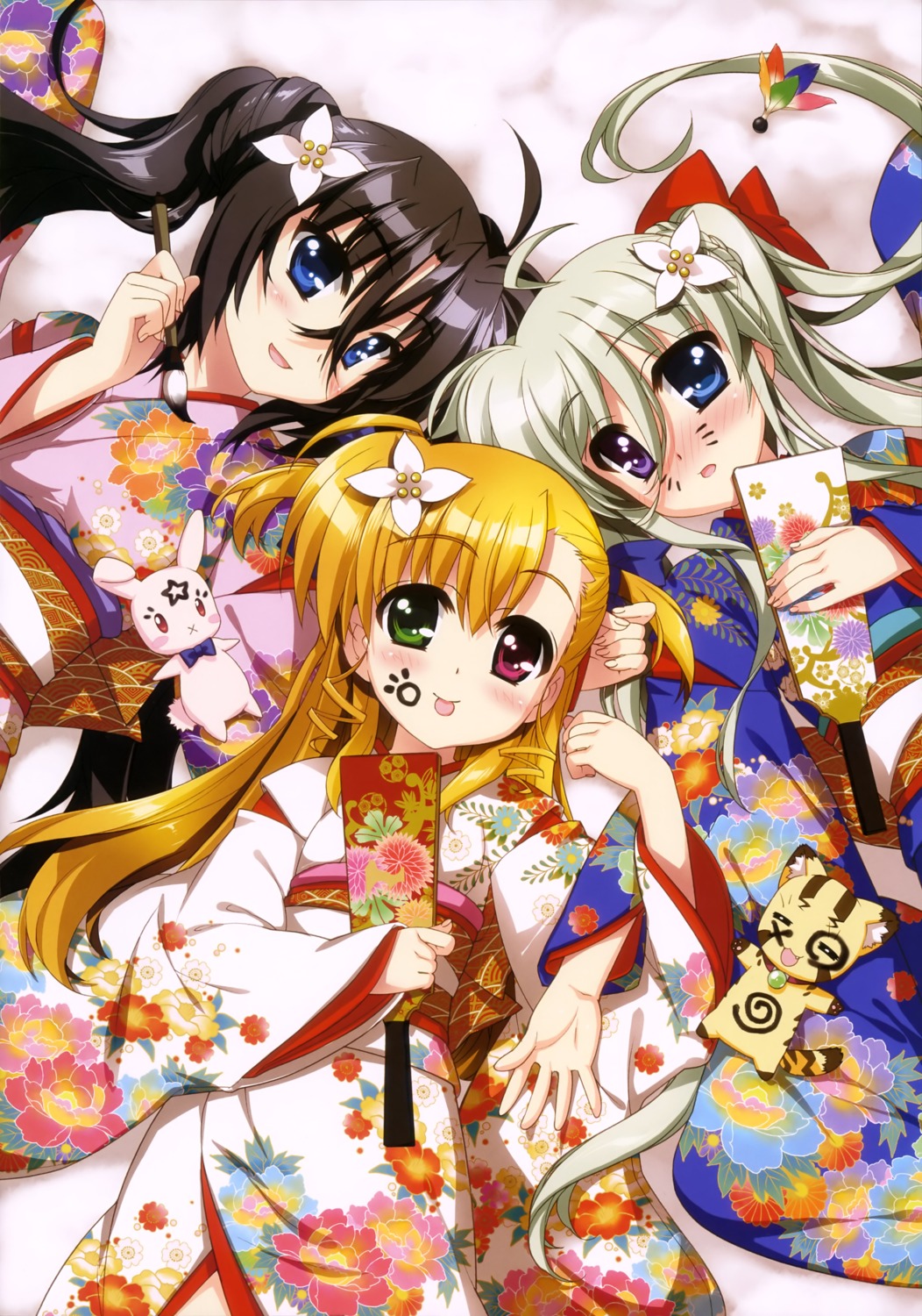 asteion, einhart_stratos, fujima_takuya, heterochromia, mahou_shoujo_lyrical_nanoha, mahou_shoujo_lyrical_nanoha_vivid, sacred_heart, sieglinde_jeremiah, vivio, yukata