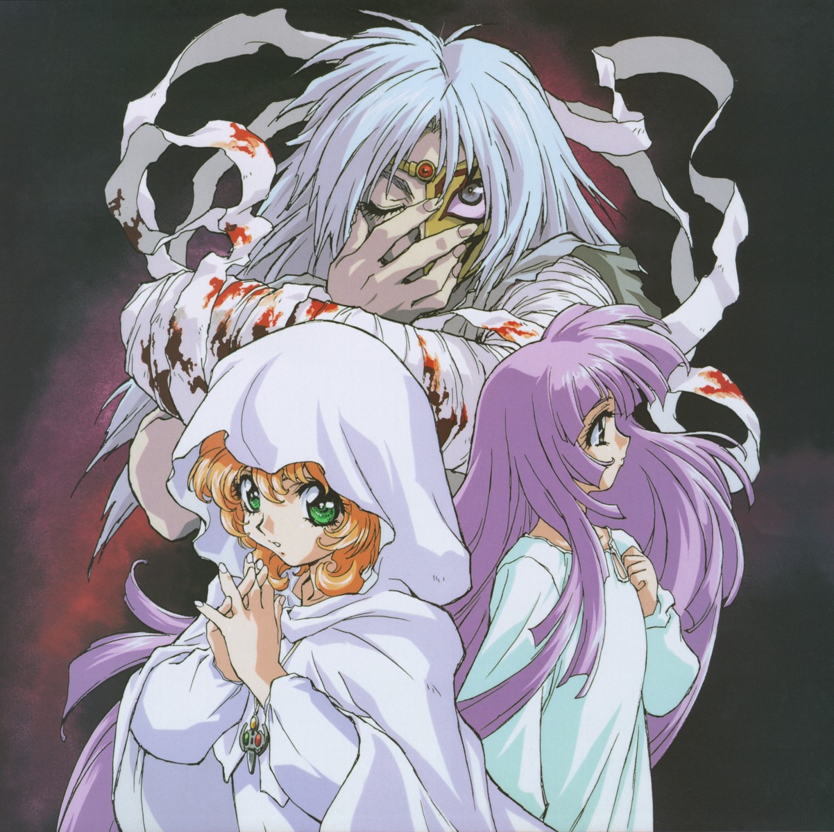 bandages, blood, dress, graham_(shamanic_princess), ishida_atsuko, robe, sara_(shamanic_princess), shamanic_princess