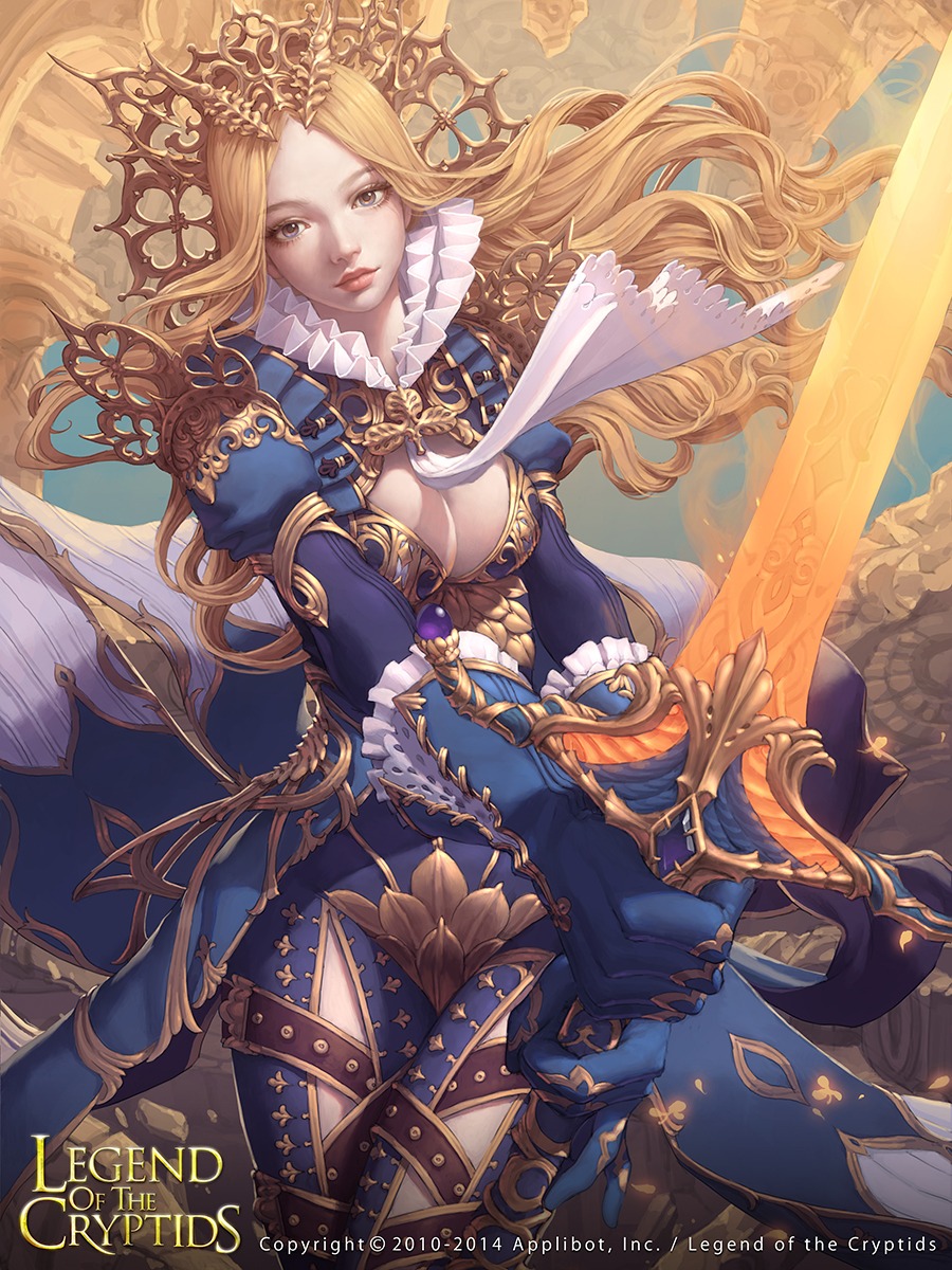 armor, cleavage, lange, legend_of_the_cryptids, sword