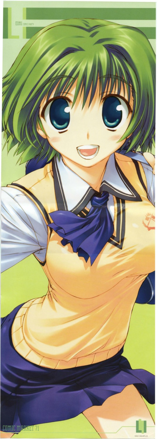 amaduyu_tatsuki, comic_party, oba_eimi, seifuku, stick_poster