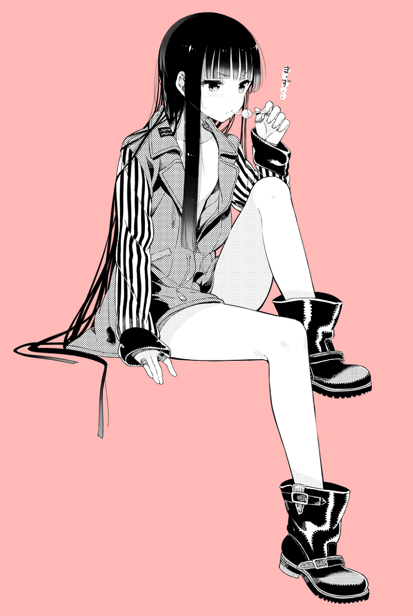 monochrome, open_shirt, sakiyo_cake, trap