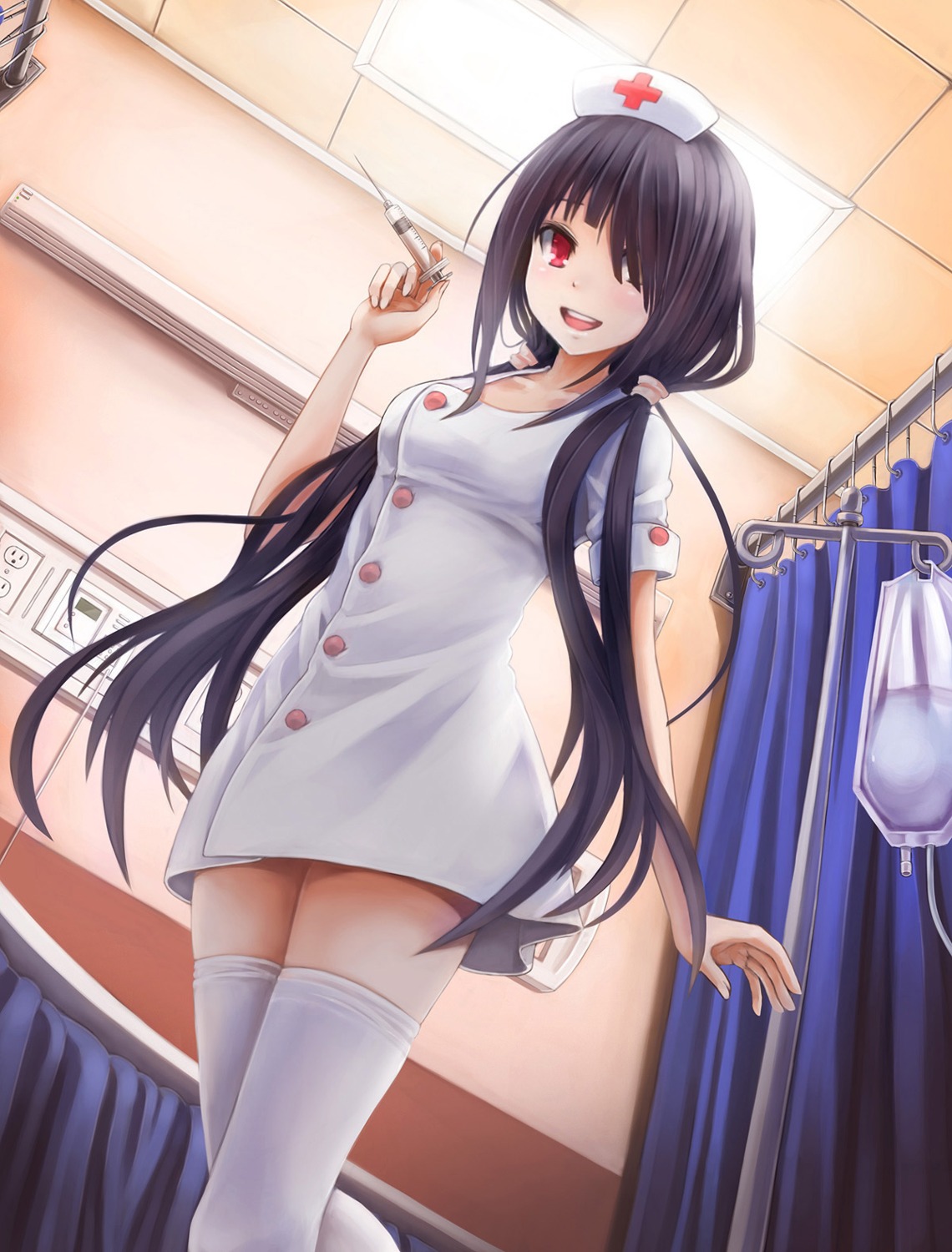 date_a_live, nurse, sunimu, thighhighs, tokisaki_kurumi