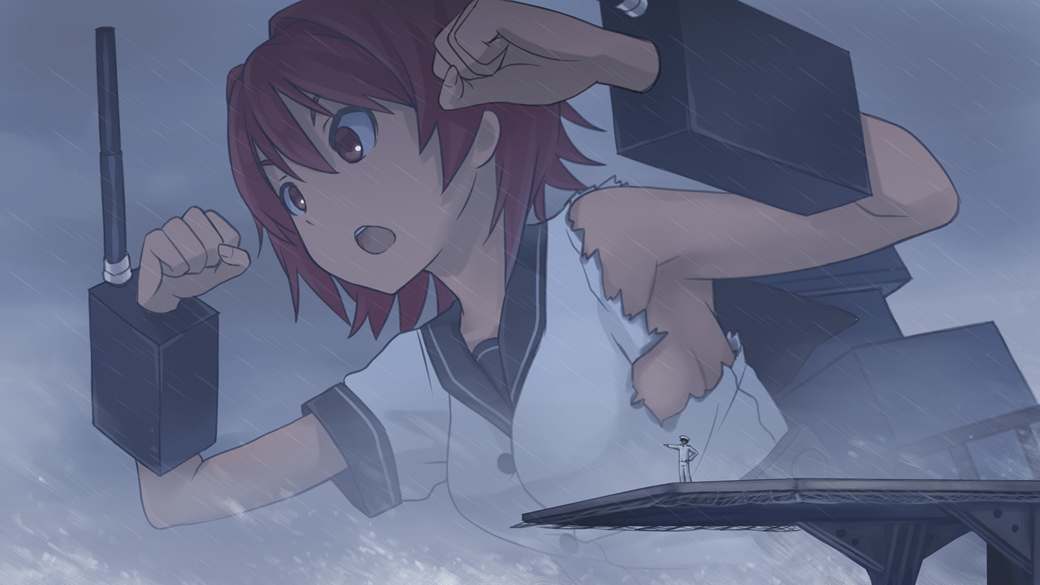 kantai_collection, kinu_(kancolle), kurou_(artist), torn_clothes, wallpaper