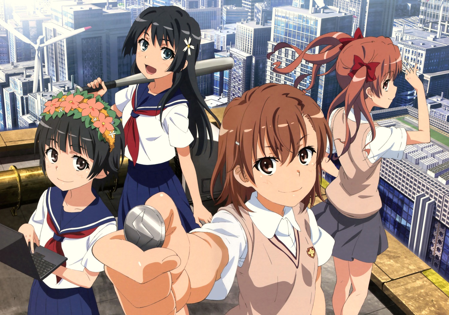 jpeg_fix, misaka_mikoto, saten_ruiko, seifuku, shirai_kuroko, toaru_kagaku_no_railgun, toaru_majutsu_no_index, uiharu_kazari