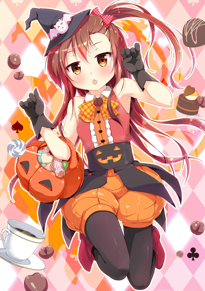 anthropomorphization, bloomers, cafe-chan_to_break_time, cafe_(cafe-chan_to_break_time), halloween, heels, pantyhose, porurin