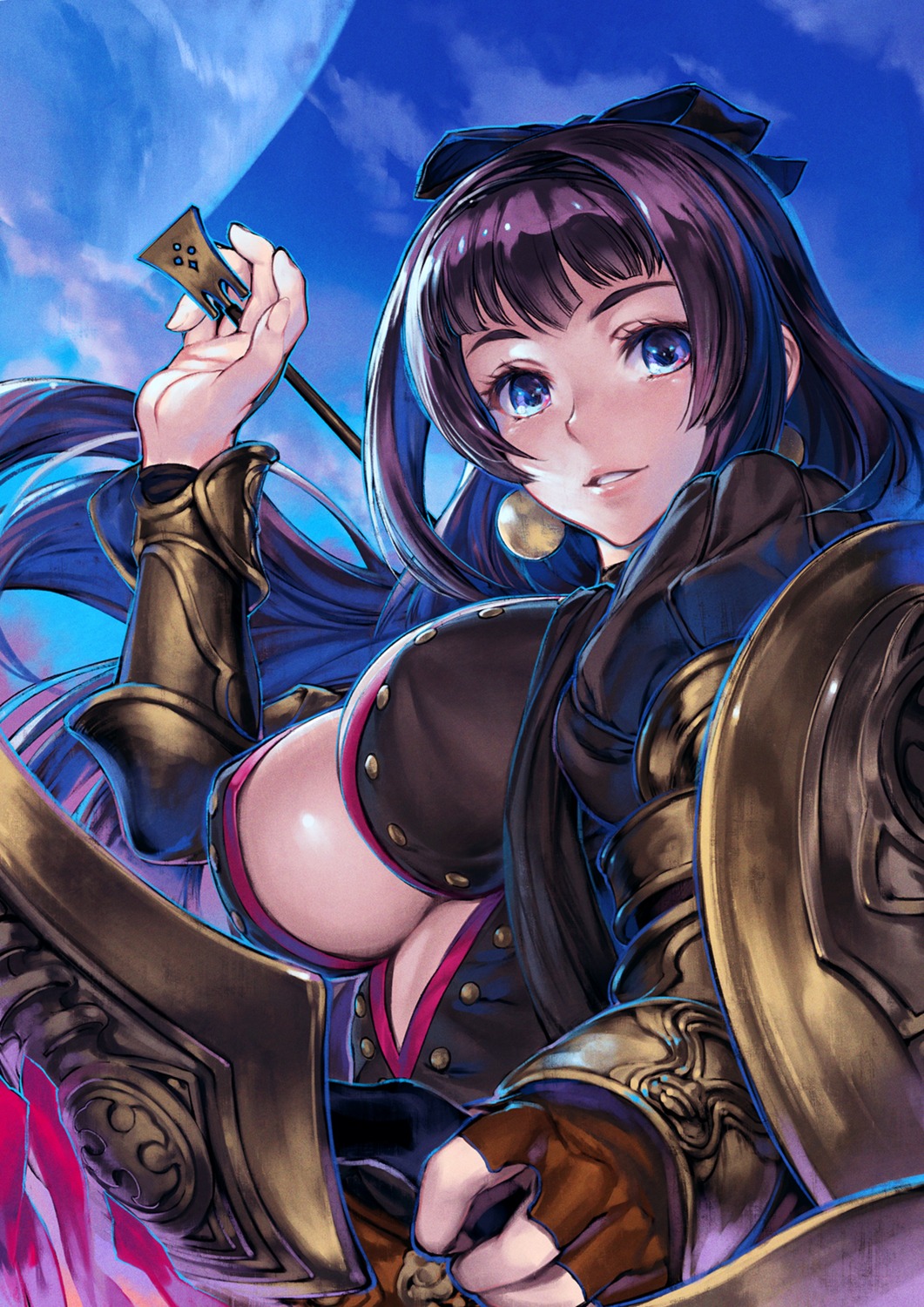 armor, cleavage, grace_(terra_battle), simosi, terra_battle, weapon