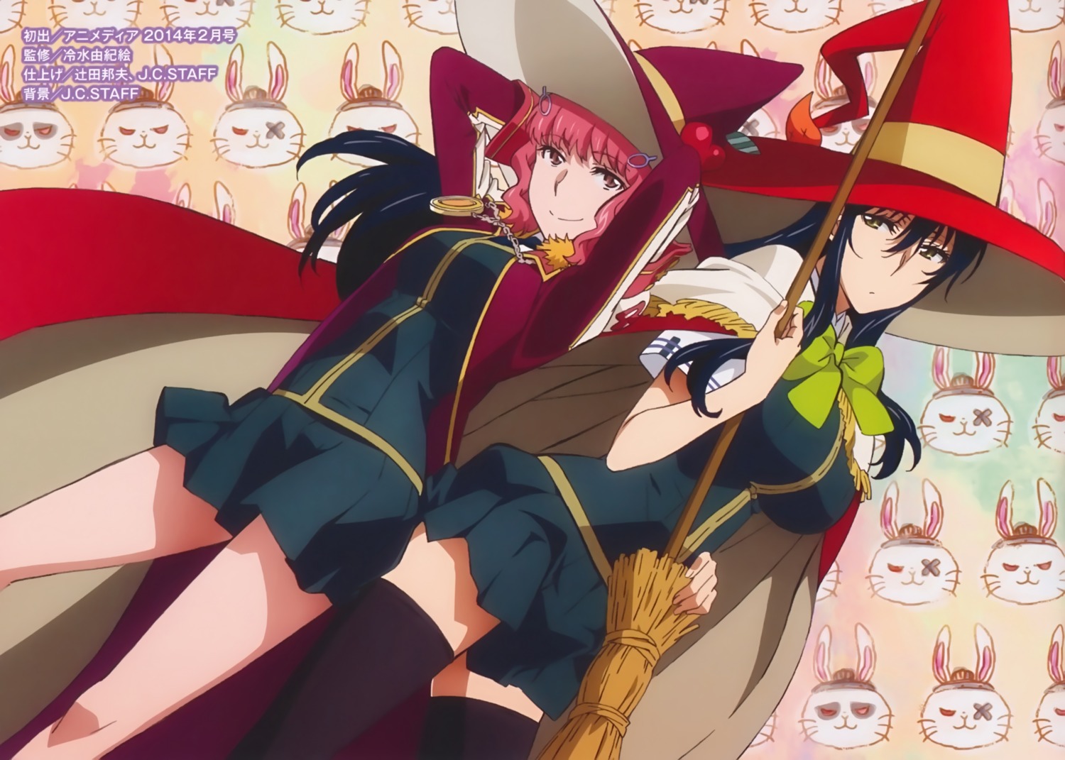 hiyamizu_yukie, kagari_ayaka, seifuku, takamiya_kasumi, thighhighs, witch, witch_craft_works