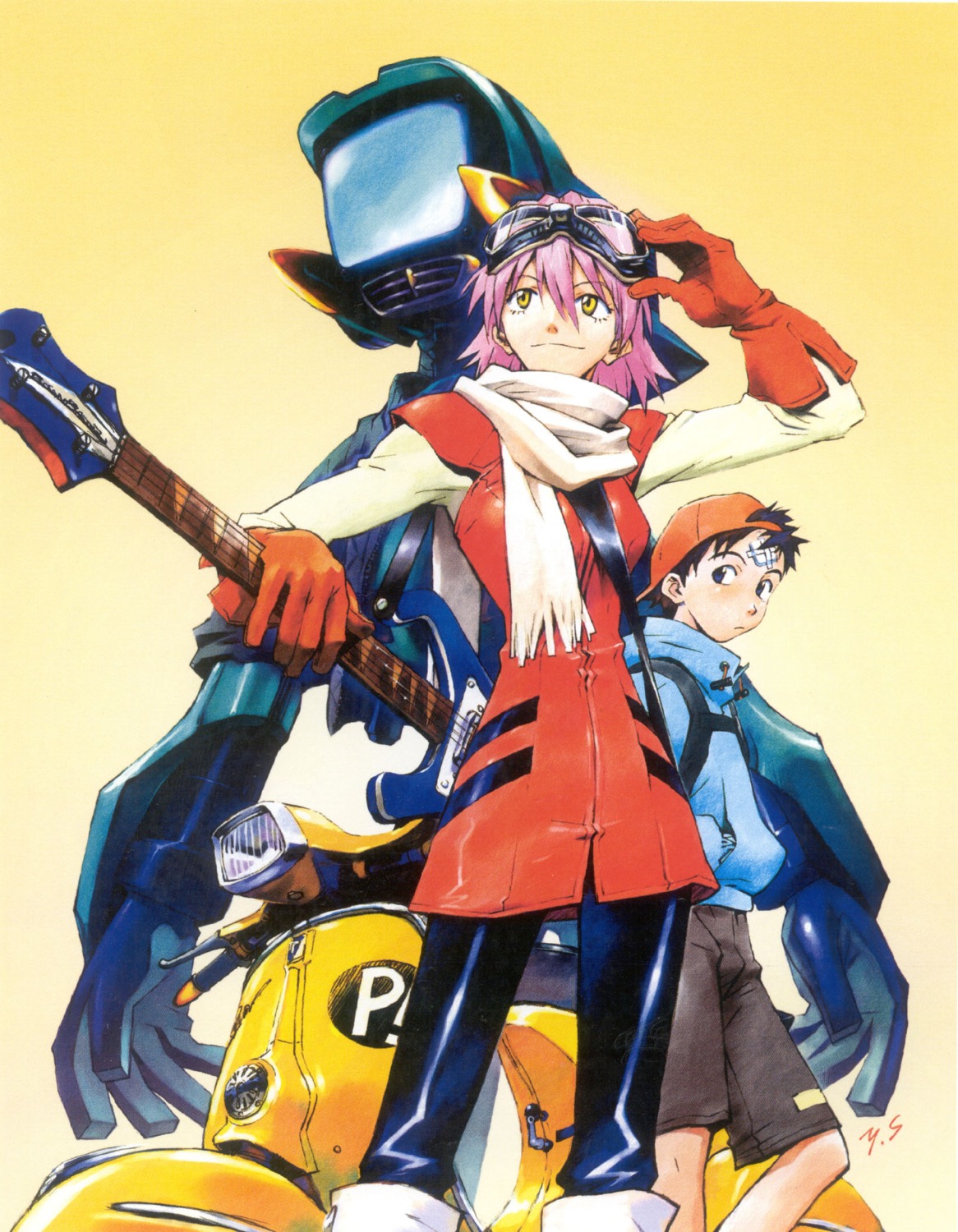 canti, flcl, guitar, haruhara_haruko, nandaba_naota, sadamoto_yoshiyuki