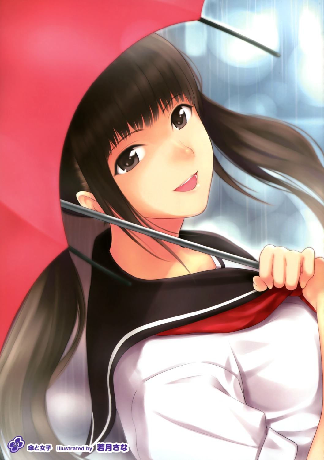 seifuku, umbrella, wakatsuki_sana