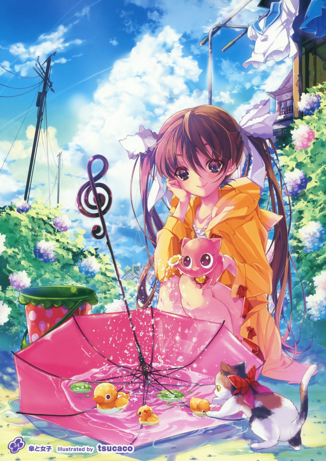 neko, tsucaco, umbrella
