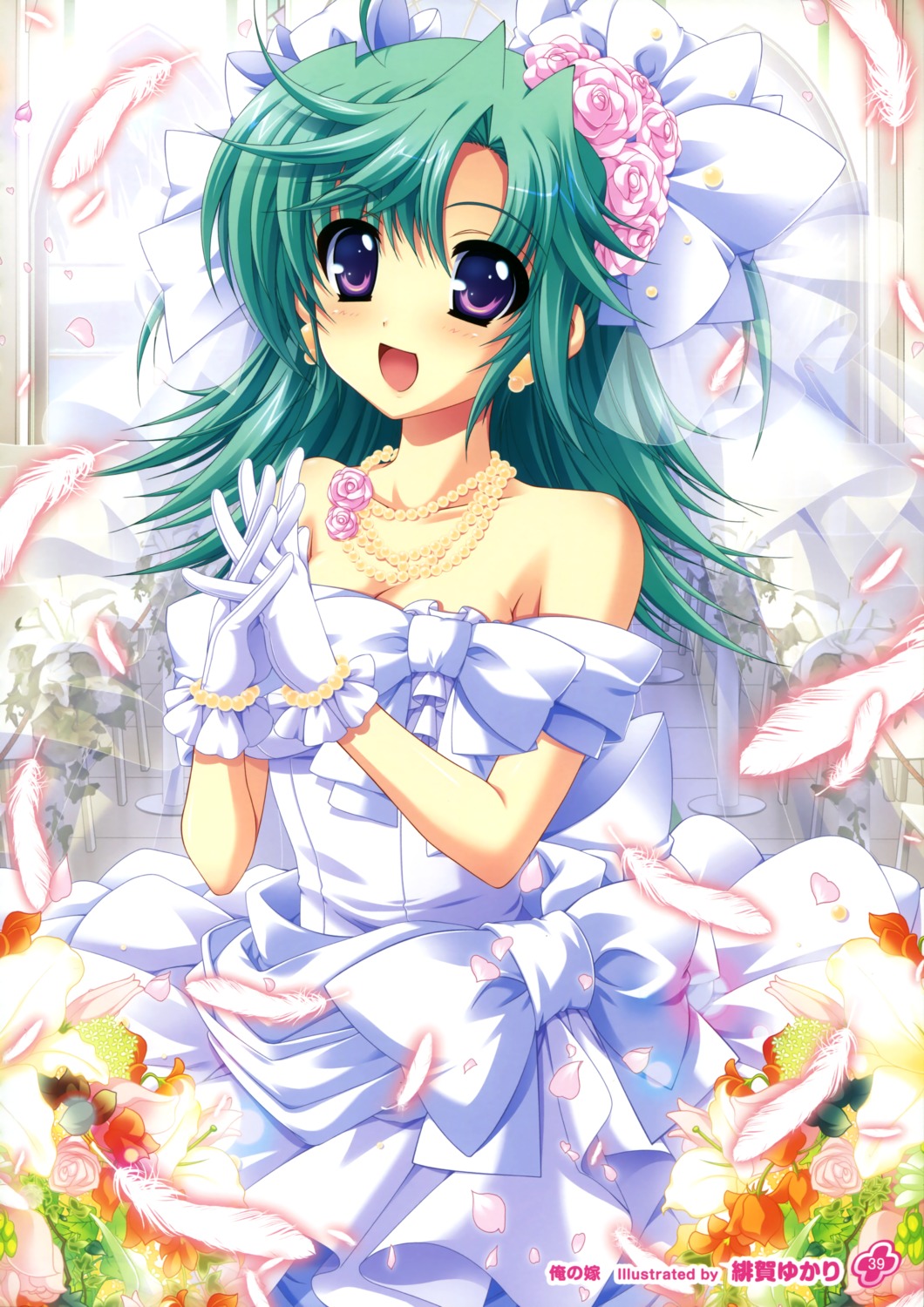 cleavage, dress, higa_yukari, wedding_dress