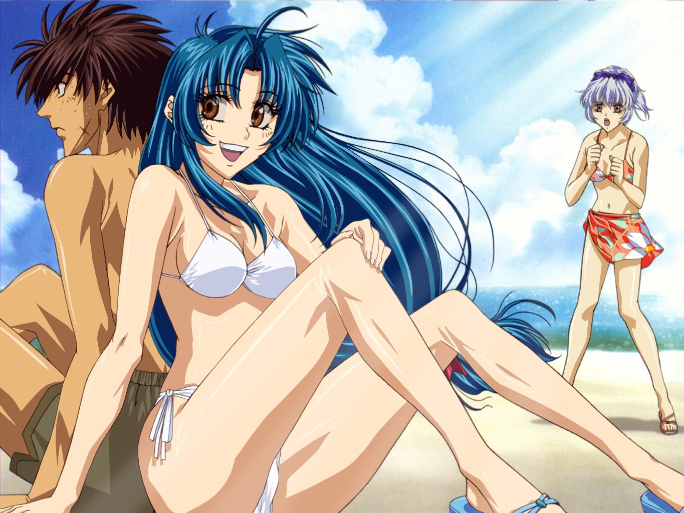bikini, chidori_kaname, full_metal_panic, kamimoto_kanetoshi, sagara_sousuke, swimsuits, teletha_testarossa, wallpaper