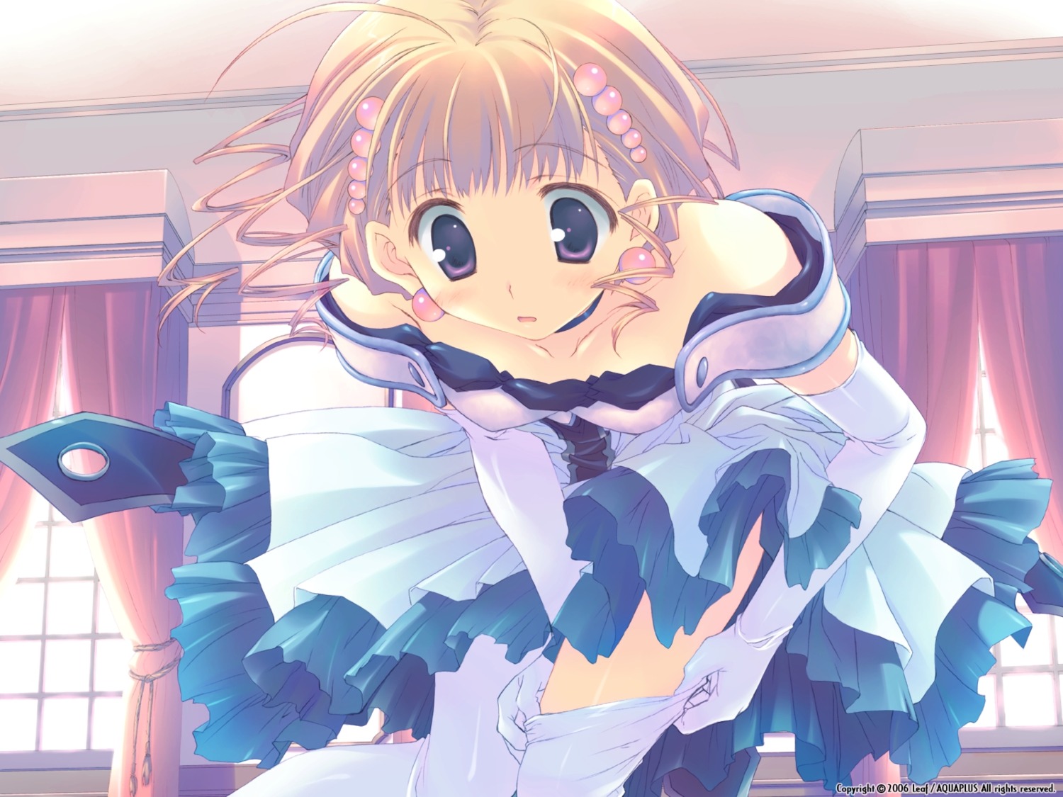 dress, fullani, leaf, mitsumi_misato, princess, thighhighs, undressing, wallpaper