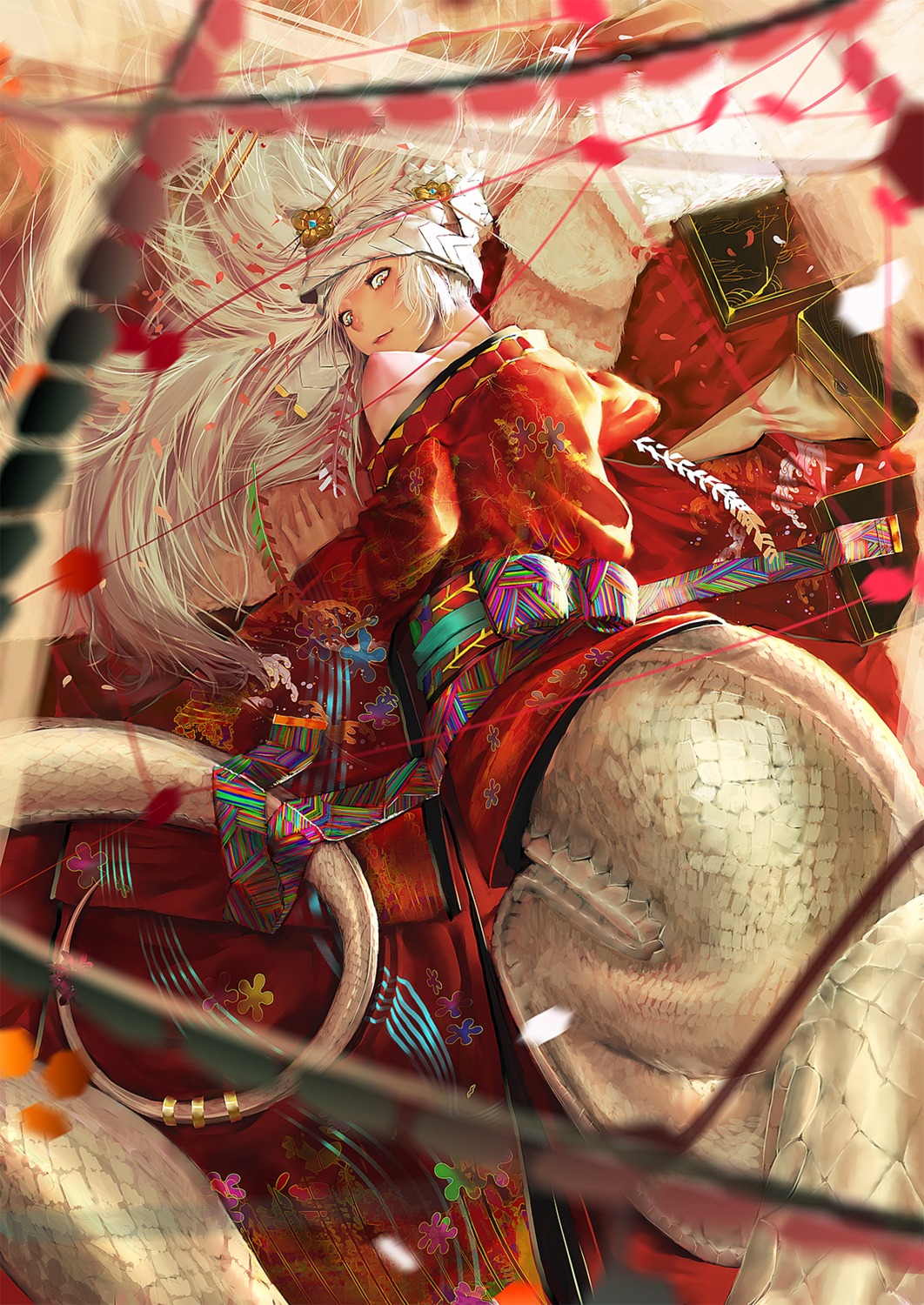 karasu-san_(syh3iua83), kimono, monster_girl, tail