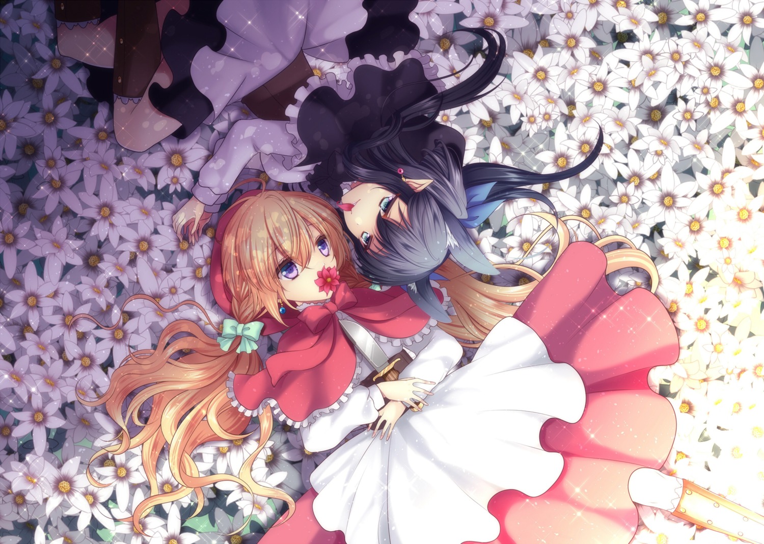 agekichi, dress, pointy_ears, weapon