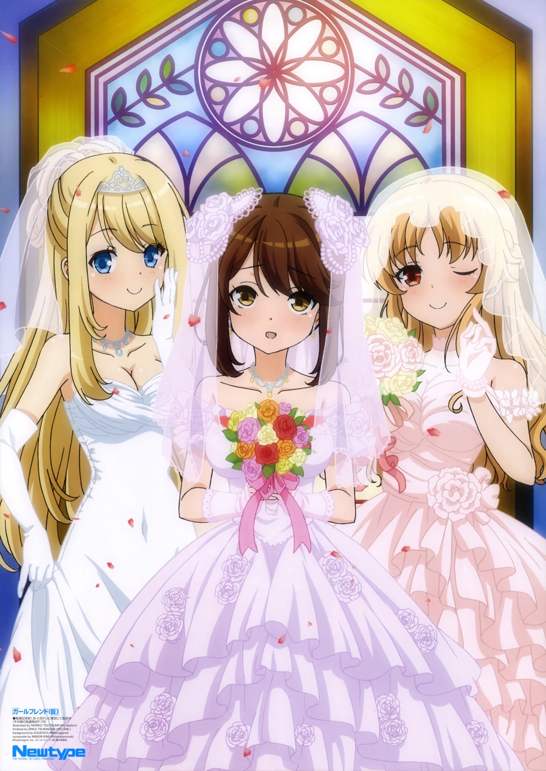 chloe_lemaire, cleavage, dress, girlfriend_(kari), sasahara_nonoka, shiina_kokomi, tsutsumitani_noriko, wedding_dress