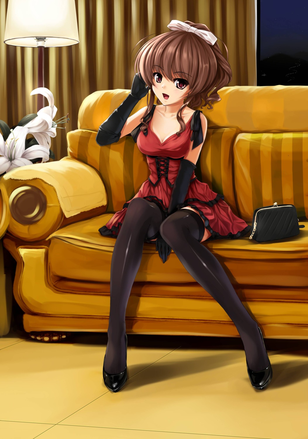 cleavage, dress, hanamiya_nagisa, heels, thighhighs, ushinawareta_mirai_wo_motomete, yumemi_(kiowa)