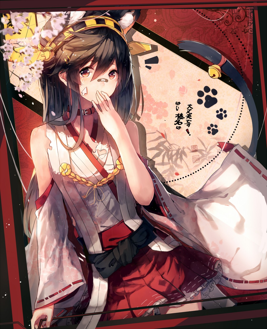 animal_ears, hadean92, haruna_(kancolle), japanese_clothes, kantai_collection, lolita_fashion, nekomimi, tail