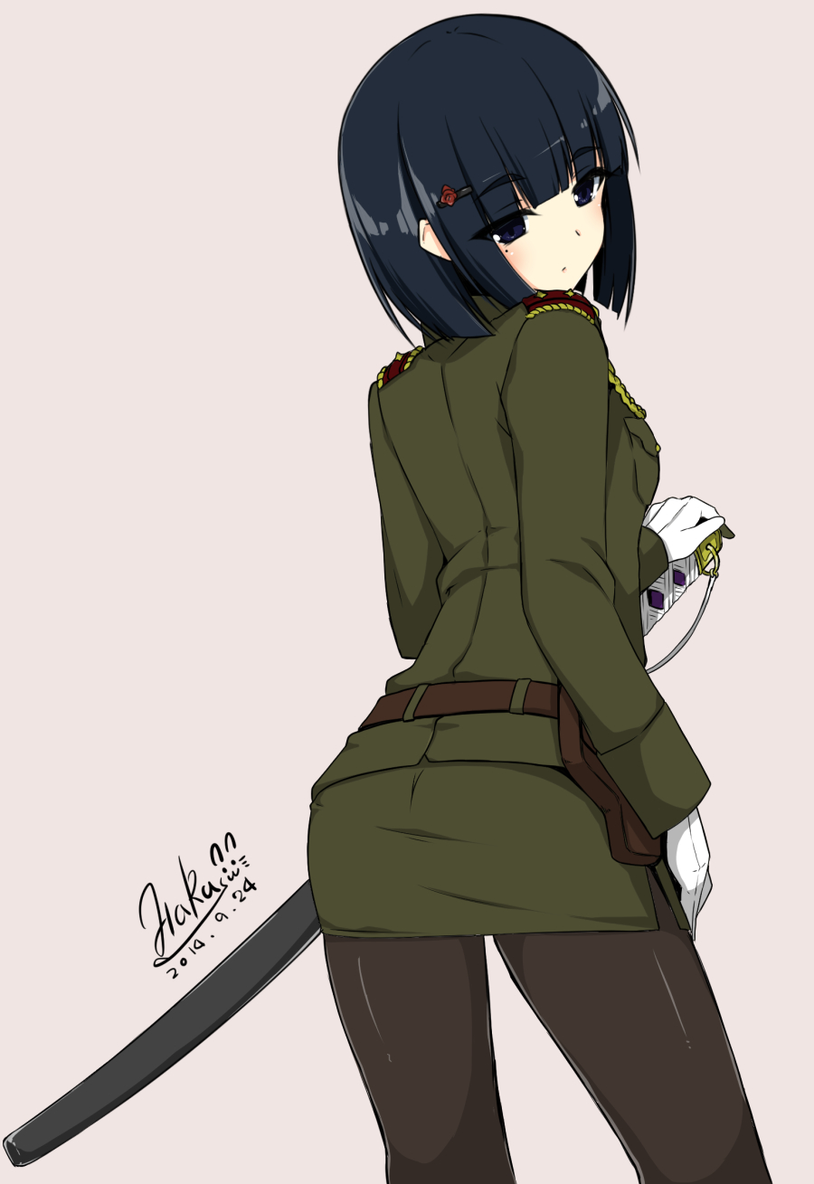 ass, autographed, matatabi_haru, pantyhose, sword, uniform