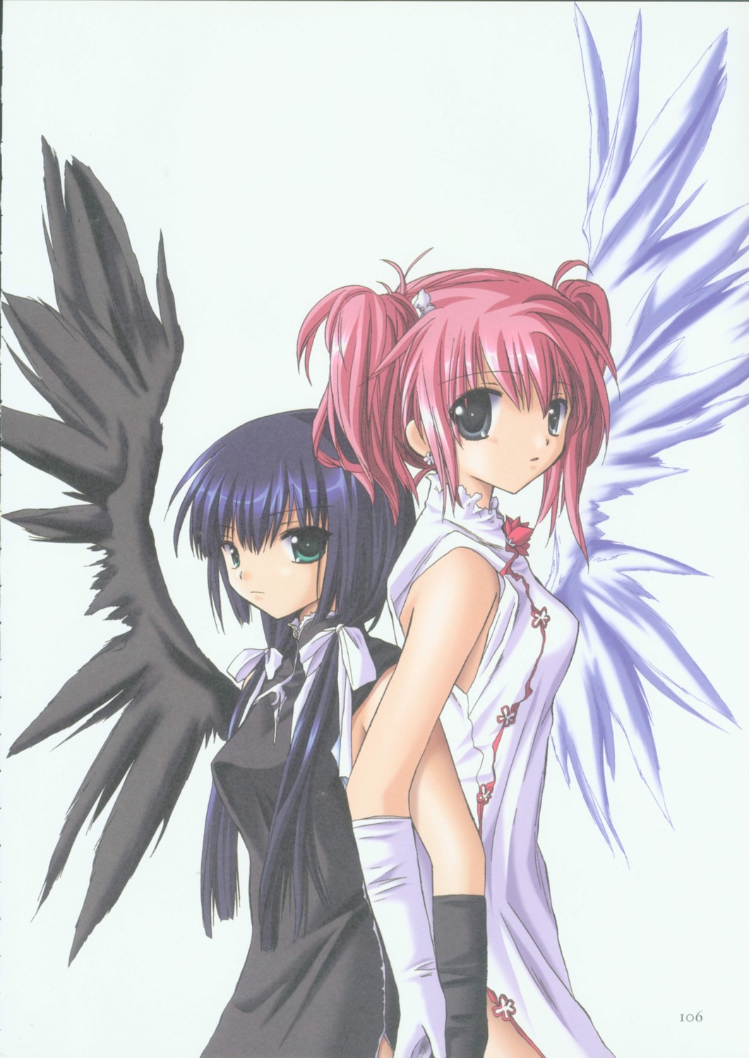 angel, chinadress, dress, galaxy_angel, kanan, karasuma_chitose, milfeulle_sakuraba, wings
