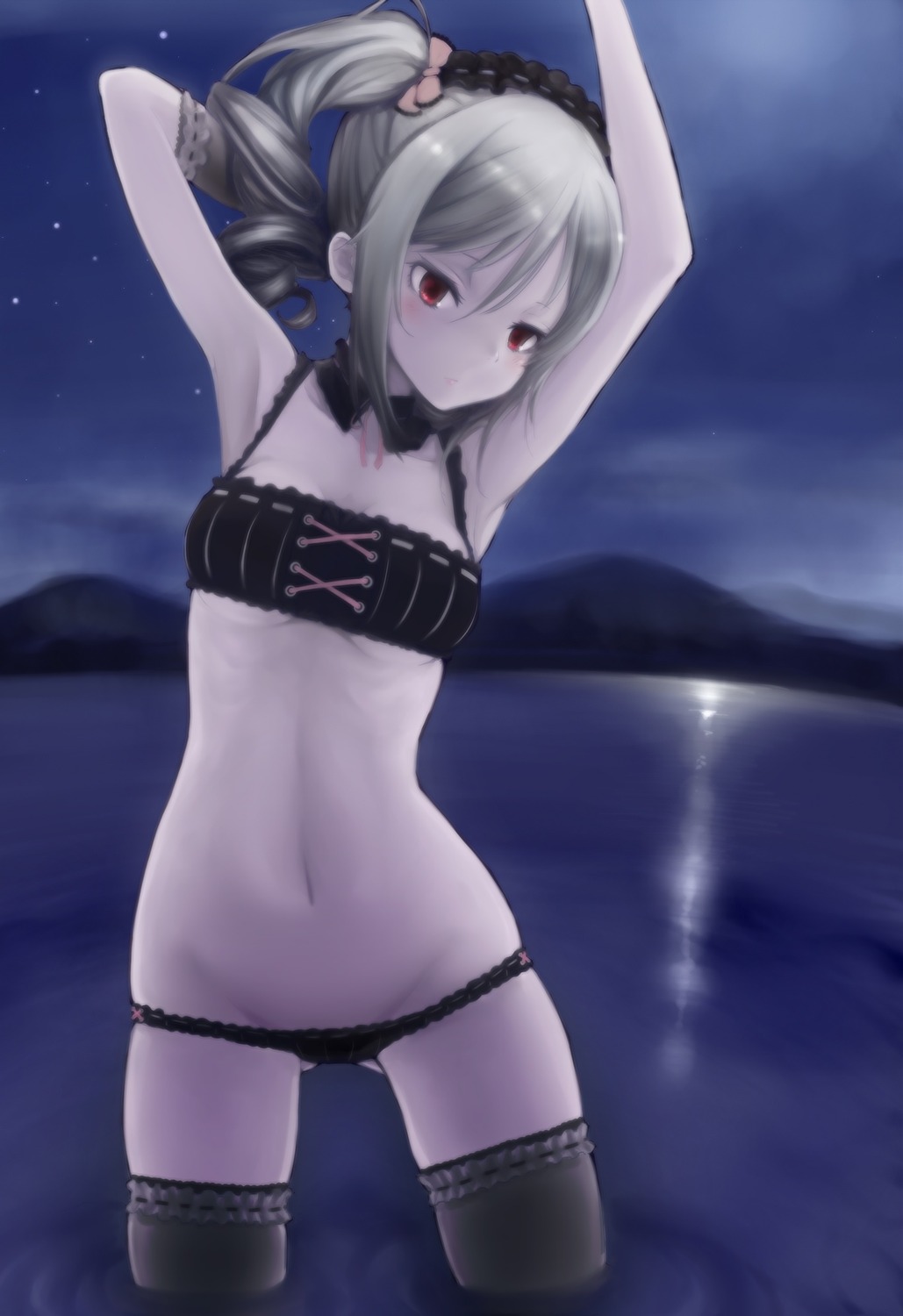 bra, cleavage, kanzaki_ranko, lingerie, pantsu, the_idolm@ster, the_idolm@ster_cinderella_girls, thighhighs, underboob, wet, yummy_yoi