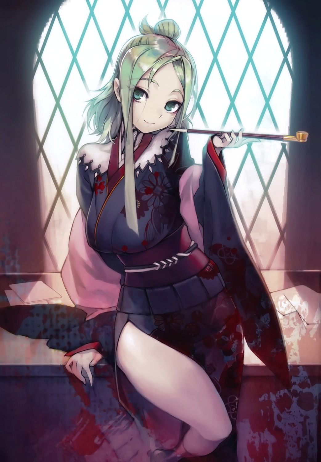 full_metal_daemon_muramasa, kimono, namaniku_atk, nitroplus, olga_(muramasa), smoking