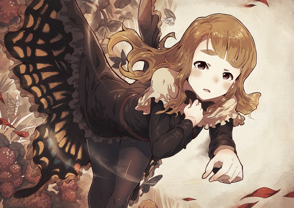 dress, miyao_miya, narumi_arata, pantyhose, paper_texture, the_idolm@ster, the_idolm@ster_million_live!