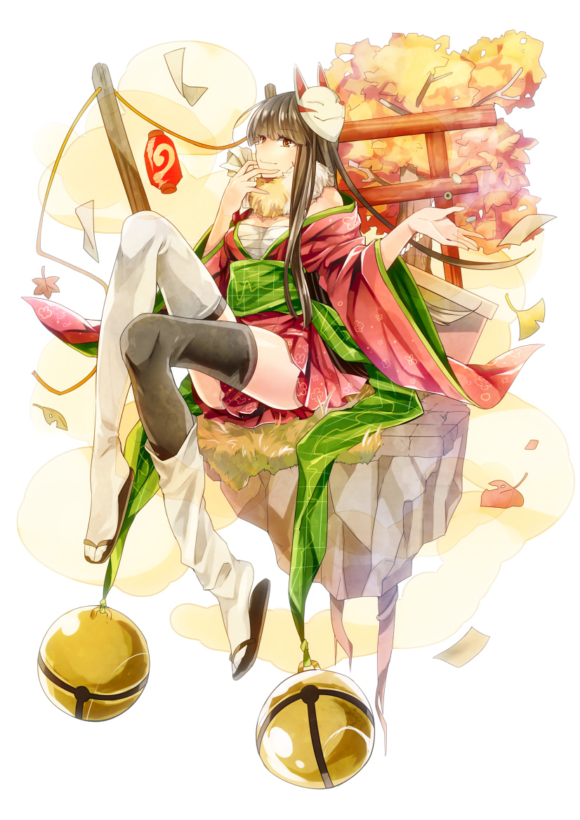 lolita_fashion, open_shirt, sarashi, suzunemaru_ichi, thighhighs, toudou_charo, utau, wa_lolita