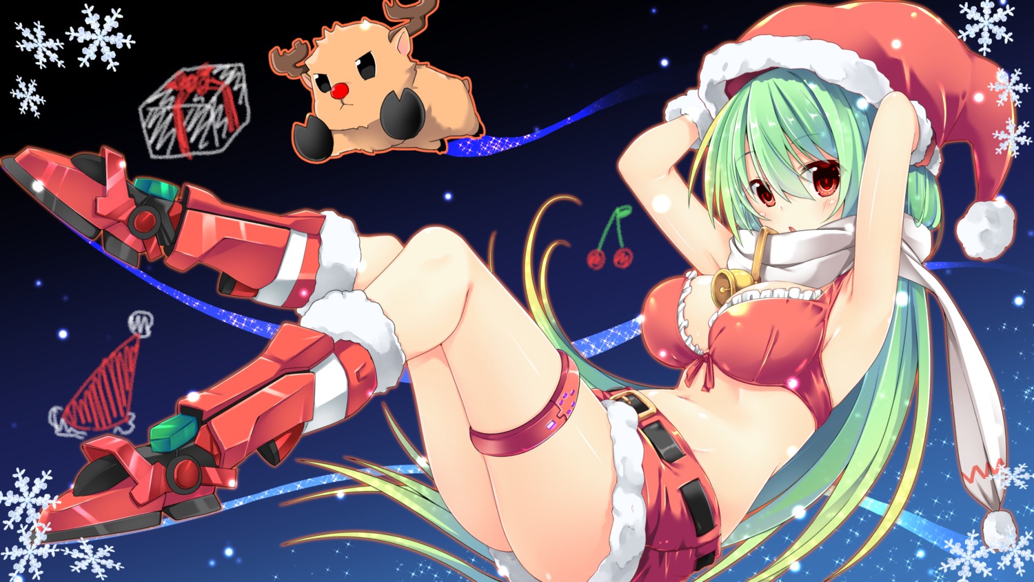 armor, bikini_top, christmas, cleavage, dodomayo, garter, swimsuits