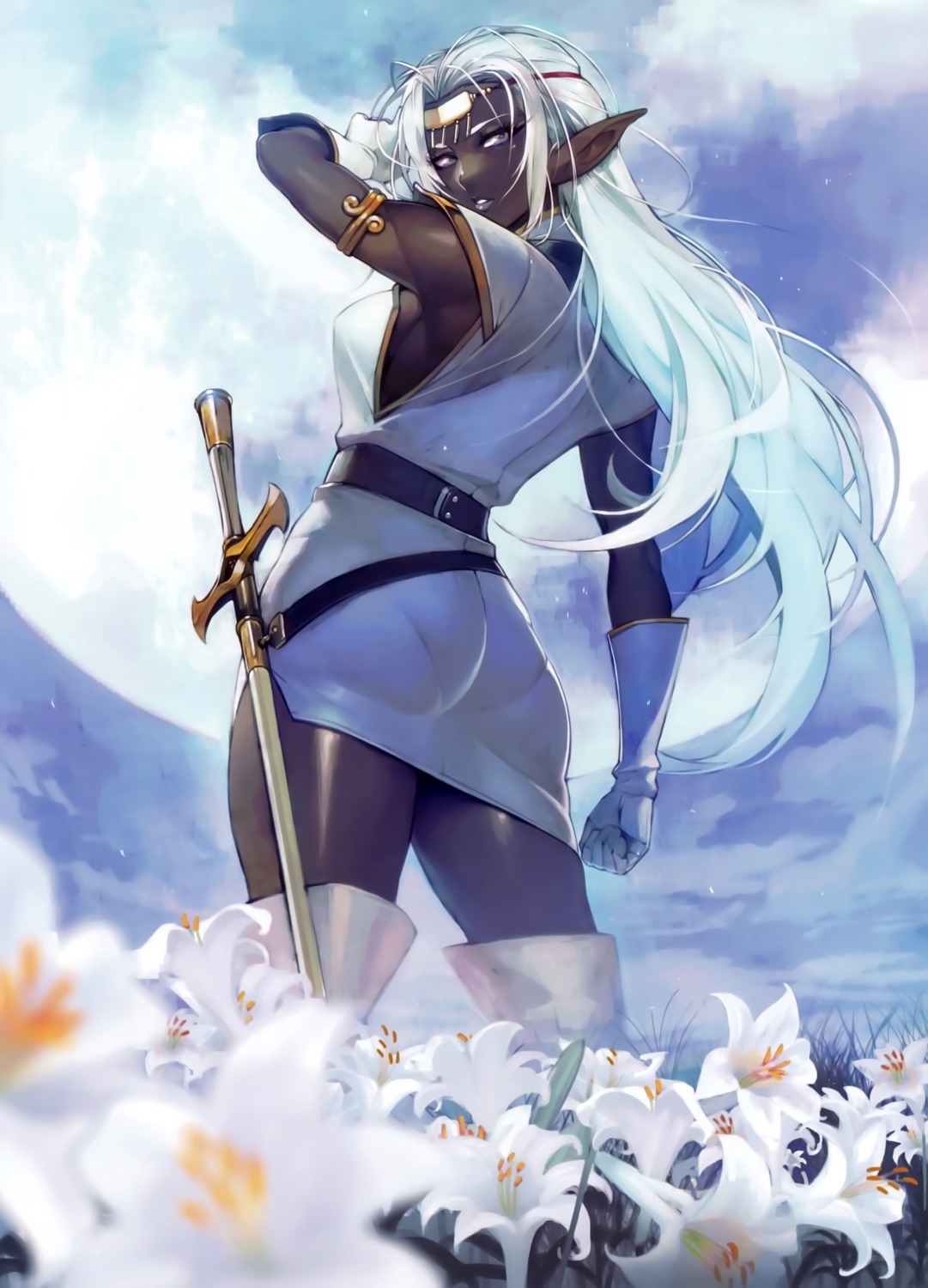 ass, elf, namaniku_atk, pirotess, pointy_ears, record_of_lodoss_war, sword, thighhighs