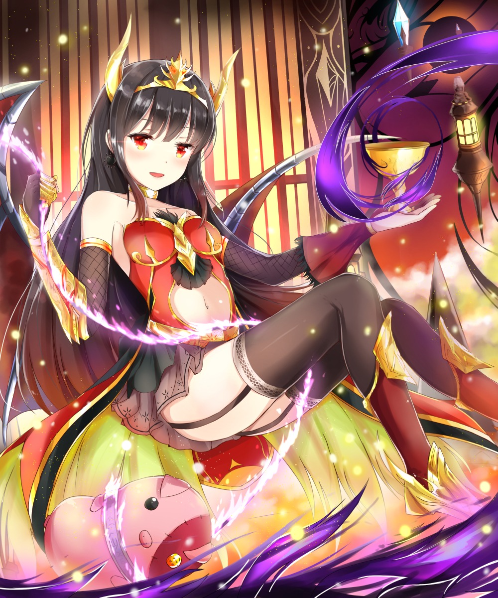 horns, konka, shingoku_no_valhalla_gate, stockings, thighhighs, wings