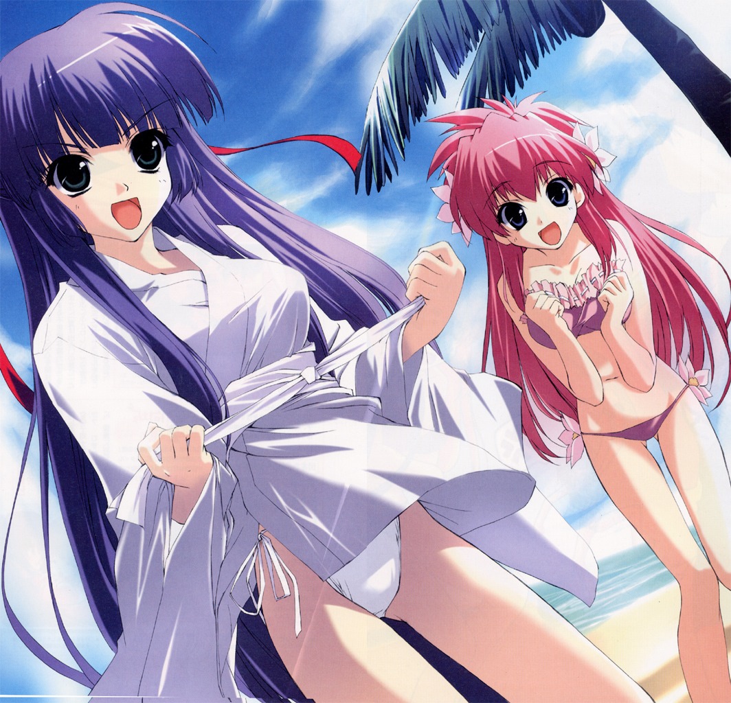 bikini, galaxy_angel, karasuma_chitose, kimono, milfeulle_sakuraba, shintarou, swimsuits
