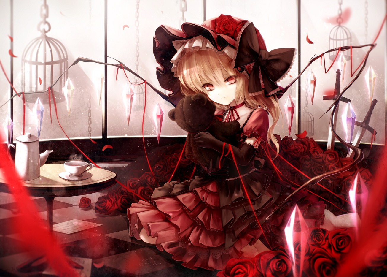 dress, famy_siraso, flandre_scarlet, gothic_lolita, lolita_fashion, sword, touhou, wings
