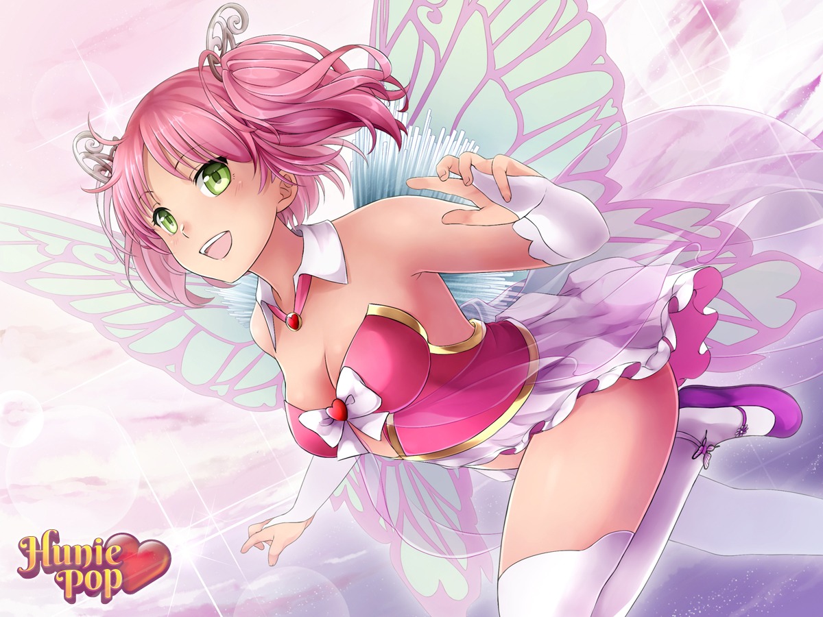 cleavage, dress, hunie_pop, kyu_(hunie_pop), ninamo, thighhighs, wings