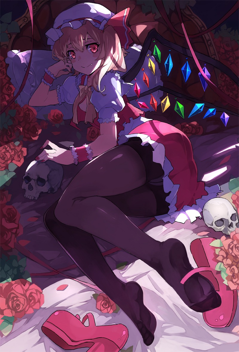 ass, feet, flandre_scarlet, pantsu, pantyhose, touhou, wings, zhuxiao517