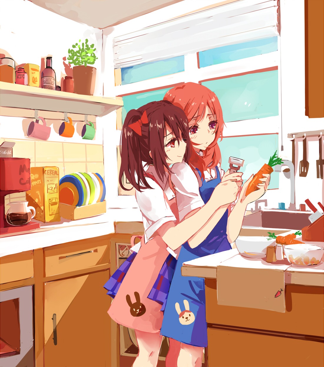 ghost, love_live!, love_live!_(series), nishikino_maki, seifuku, yazawa_nico, yuri