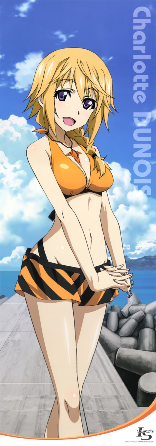 bikini, charlotte_dunois, cleavage, hashimoto_takayoshi, infinite_stratos, stick_poster, swimsuits