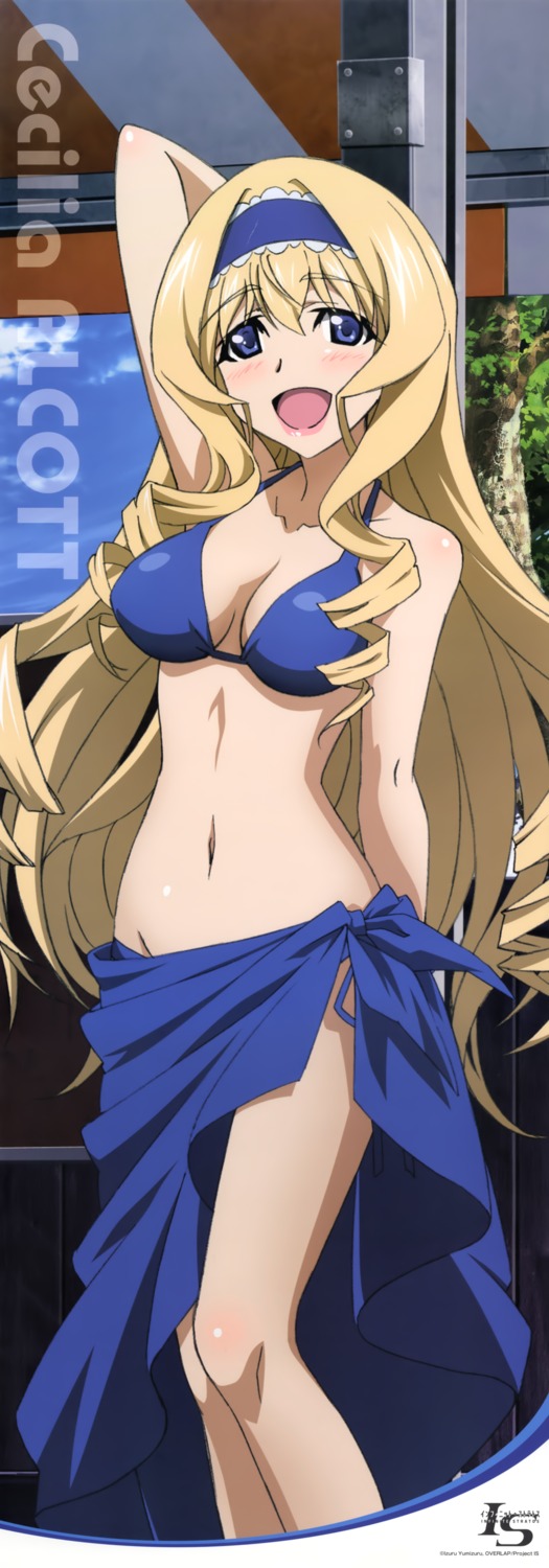 bikini, cecilia_alcott, cleavage, hashimoto_takayoshi, infinite_stratos, stick_poster, swimsuits