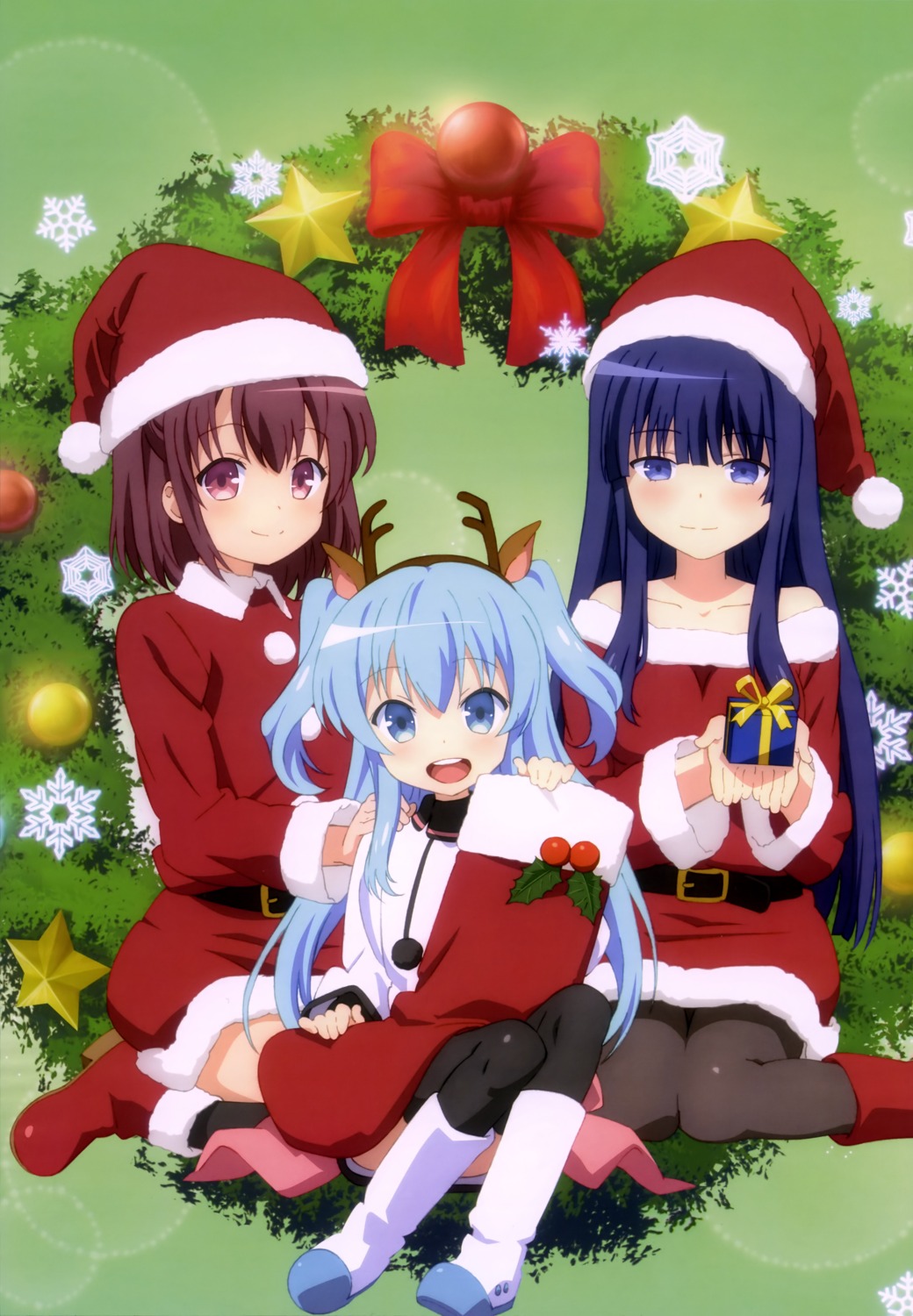 animal_ears, christmas, dress, horns, komiya_nonoka, noel_(sora_no_method), pantyhose, sora_no_method