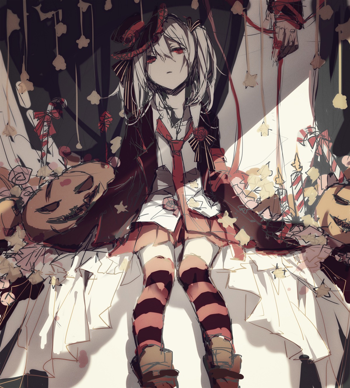 halloween, pudding, thighhighs