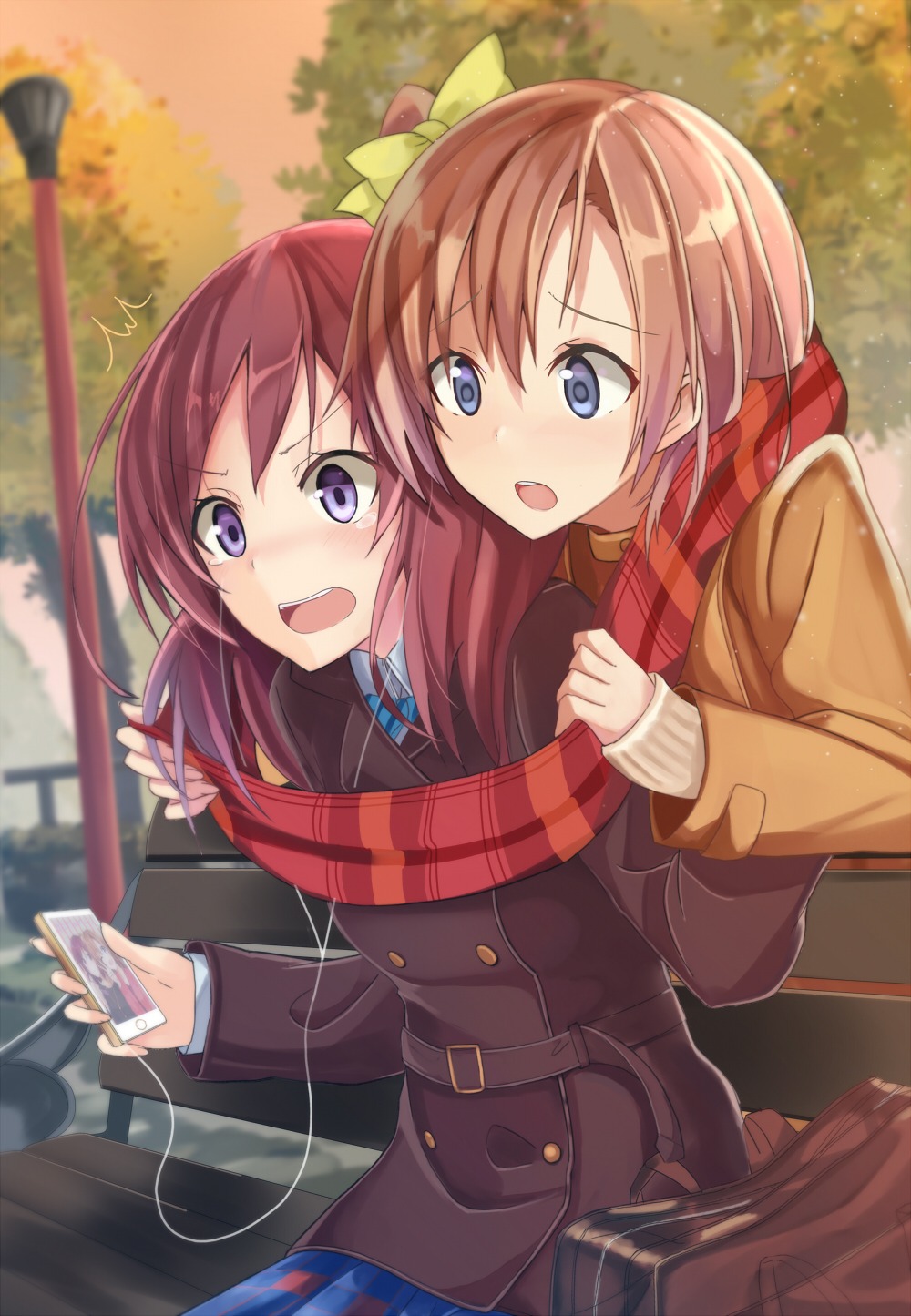 kousaka_honoka, love_live!, love_live!_(series), nishikino_maki, okutomi_fumi, seifuku